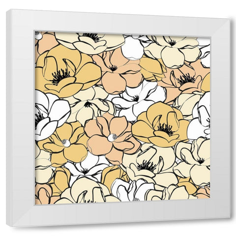 Terra Magnolias White Modern Wood Framed Art Print by Aesthete