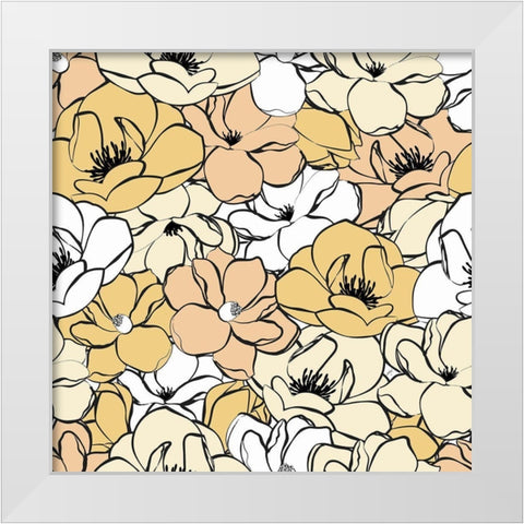 Terra Magnolias White Modern Wood Framed Art Print by Aesthete