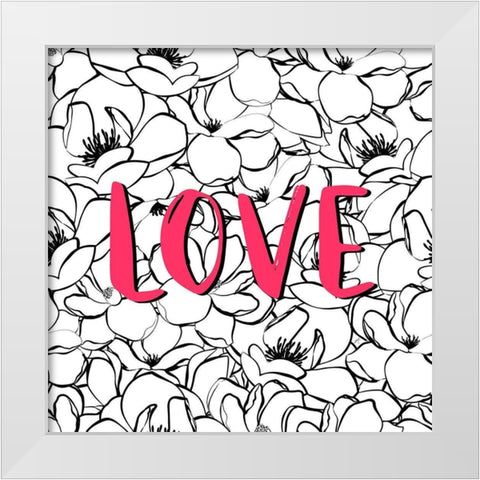 Love Magnolias White Modern Wood Framed Art Print by Aesthete