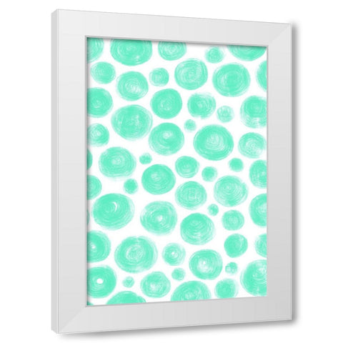 Dots Blue White Modern Wood Framed Art Print by Aesthete
