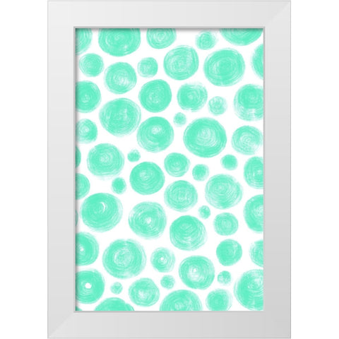 Dots Blue White Modern Wood Framed Art Print by Aesthete