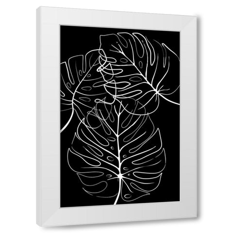 Ink Leaves Black White Modern Wood Framed Art Print by Aesthete