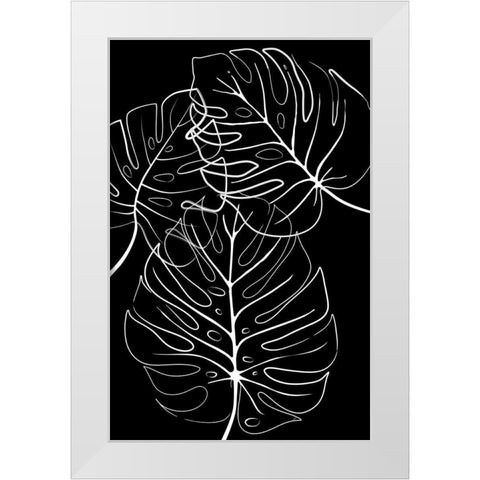 Ink Leaves Black White Modern Wood Framed Art Print by Aesthete