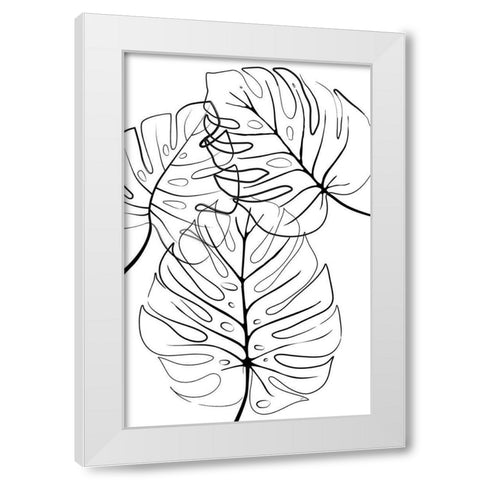 Ink Leaves White Modern Wood Framed Art Print by Aesthete