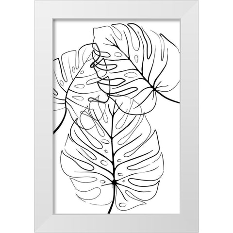 Ink Leaves White Modern Wood Framed Art Print by Aesthete