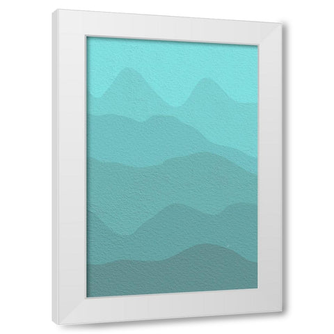 Cyan Mountains White Modern Wood Framed Art Print by Aesthete