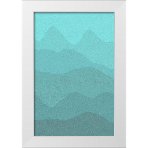 Cyan Mountains White Modern Wood Framed Art Print by Aesthete