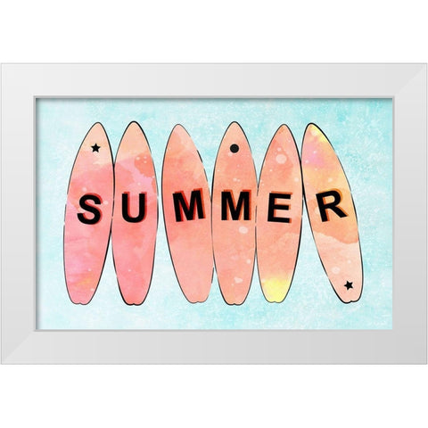 Summer Surf White Modern Wood Framed Art Print by Aesthete