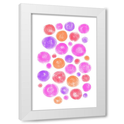 Dots Pink White Modern Wood Framed Art Print by Aesthete