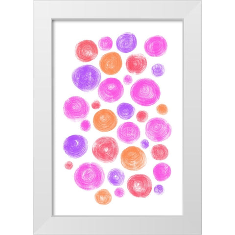Dots Pink White Modern Wood Framed Art Print by Aesthete