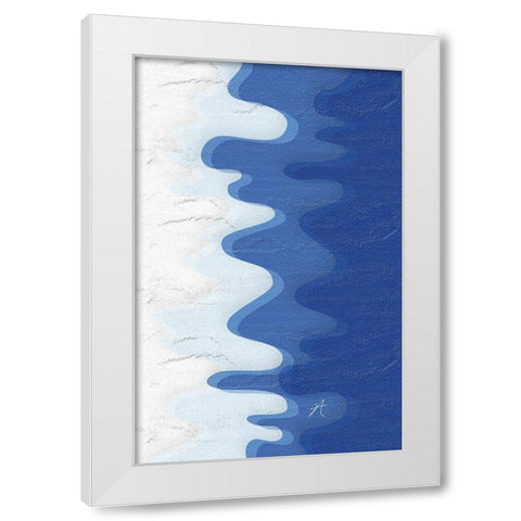 Waves White Modern Wood Framed Art Print by Aesthete