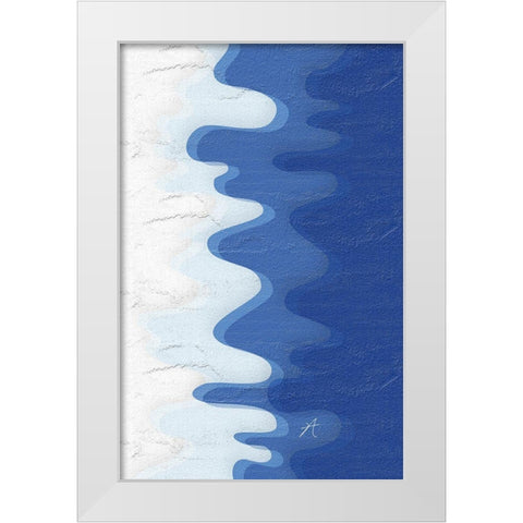 Waves White Modern Wood Framed Art Print by Aesthete