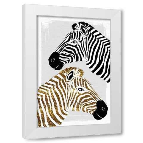 Zebras White Modern Wood Framed Art Print by Aesthete