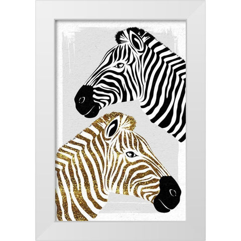 Zebras White Modern Wood Framed Art Print by Aesthete