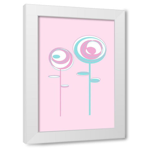 Pink Flowers White Modern Wood Framed Art Print by Aesthete