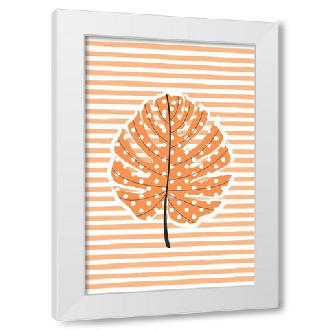 Autumn Dot Leave White Modern Wood Framed Art Print by Aesthete