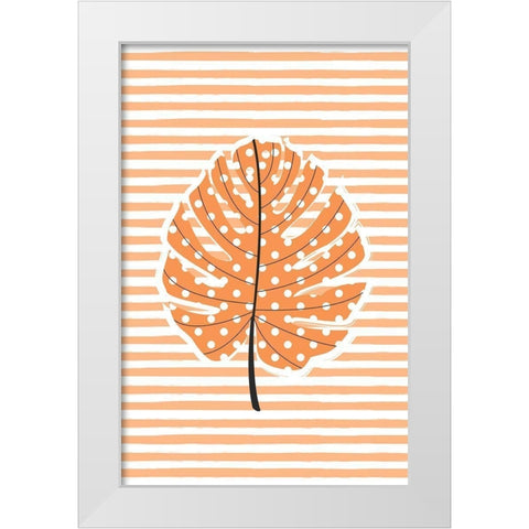 Autumn Dot Leave White Modern Wood Framed Art Print by Aesthete