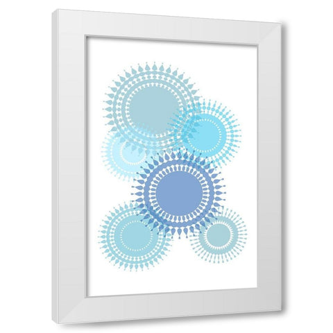 Blue Suns White Modern Wood Framed Art Print by Aesthete