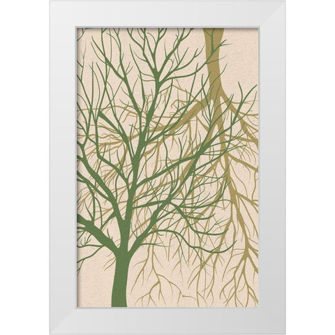 Twin Tree White Modern Wood Framed Art Print by Aesthete