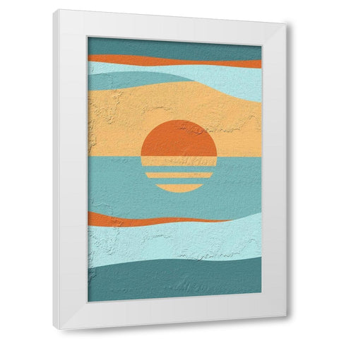 Sunset White Modern Wood Framed Art Print by Aesthete