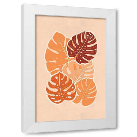 Tropical Leaves White Modern Wood Framed Art Print by Aesthete