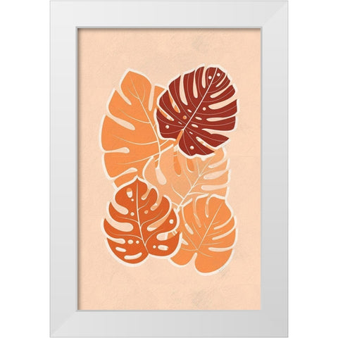 Tropical Leaves White Modern Wood Framed Art Print by Aesthete