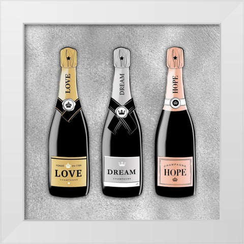 Champagne Set White Modern Wood Framed Art Print by Aesthete