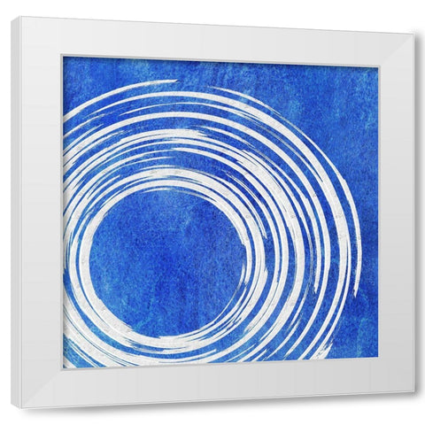Blue Artsy Cirlces Two White Modern Wood Framed Art Print by Aesthete