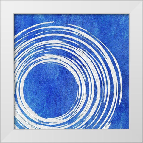 Blue Artsy Cirlces Two White Modern Wood Framed Art Print by Aesthete
