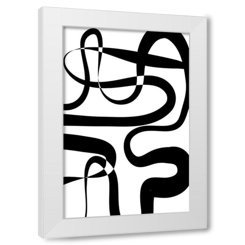 Maze White White Modern Wood Framed Art Print by Aesthete