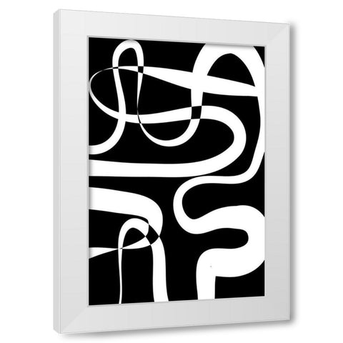 Maze Black White Modern Wood Framed Art Print by Aesthete