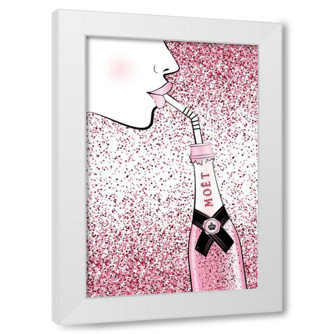 Moet Drink Pink White Modern Wood Framed Art Print by Aesthete