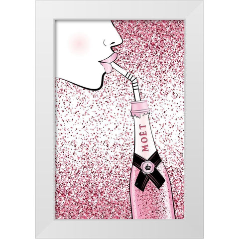 Moet Drink Pink White Modern Wood Framed Art Print by Aesthete