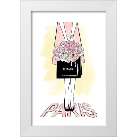 Paris Girl White Modern Wood Framed Art Print by Aesthete