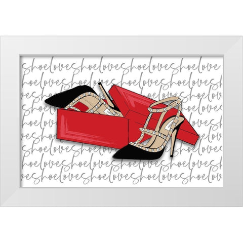 Shoe Love White Modern Wood Framed Art Print by Aesthete