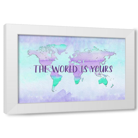 Purple Quote Map White Modern Wood Framed Art Print by Aesthete