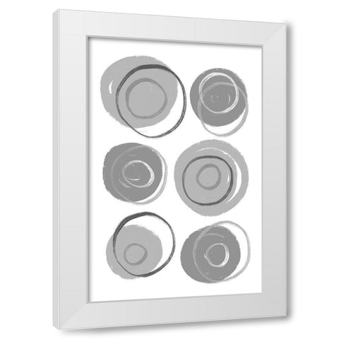 Buttons Grey White Modern Wood Framed Art Print by Aesthete