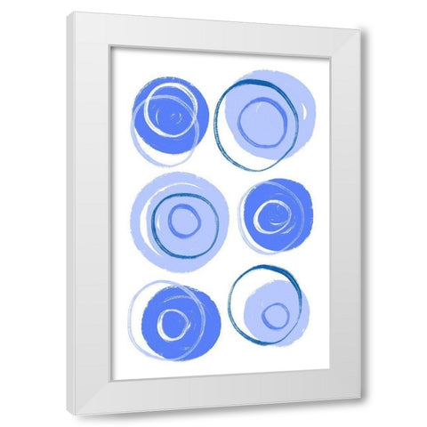 Buttons Blue White Modern Wood Framed Art Print by Aesthete