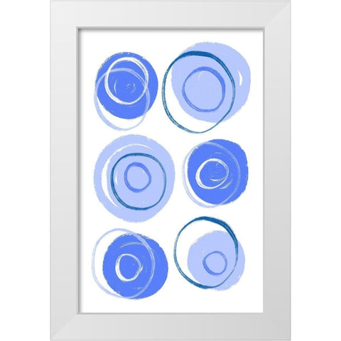 Buttons Blue White Modern Wood Framed Art Print by Aesthete