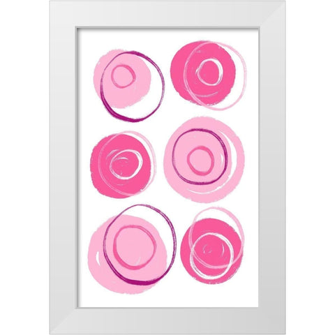 Buttons Pink White Modern Wood Framed Art Print by Aesthete