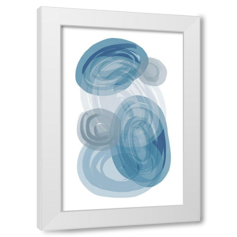 Blue Stones White Modern Wood Framed Art Print by Aesthete