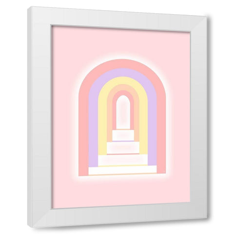 Pink Gate White Modern Wood Framed Art Print by Aesthete