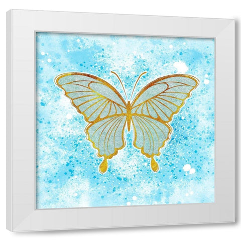 Butterfly Blue White Modern Wood Framed Art Print by Aesthete