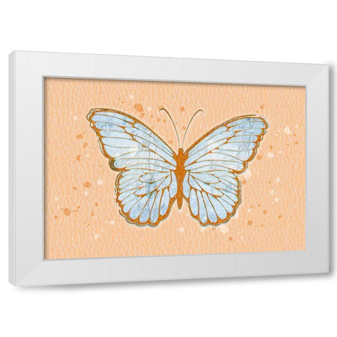 Butterlfy Orange White Modern Wood Framed Art Print by Aesthete