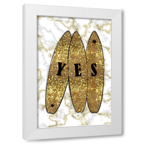 Yes Surf Gold White Modern Wood Framed Art Print by Aesthete