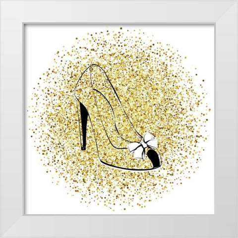 Glitter Shoe White Modern Wood Framed Art Print by Aesthete