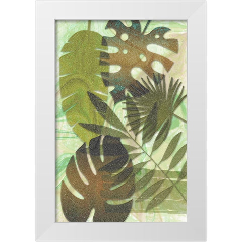 Green Sparkly Tropics White Modern Wood Framed Art Print by Aesthete
