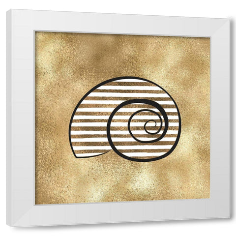 Golden Seashell2 White Modern Wood Framed Art Print by Aesthete