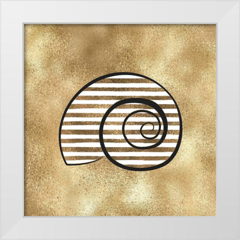 Golden Seashell2 White Modern Wood Framed Art Print by Aesthete