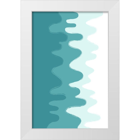 Green Abstract Waves White Modern Wood Framed Art Print by Aesthete